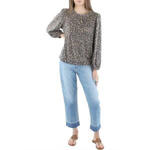 NEW RILEY & RAE waffle pullover sweater in animal print